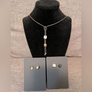 Swarovski At A Glance Necklace and 2 earring set in rose gold tone